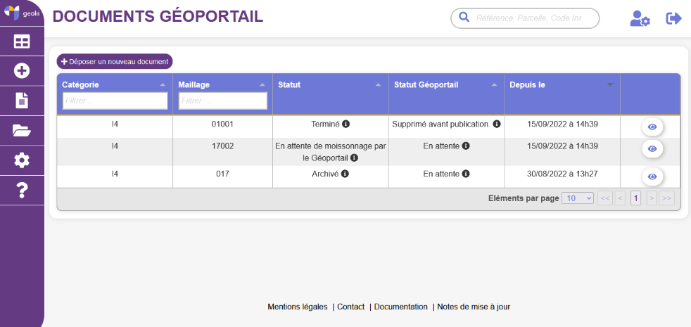 Exemple page validation des données application Geolii